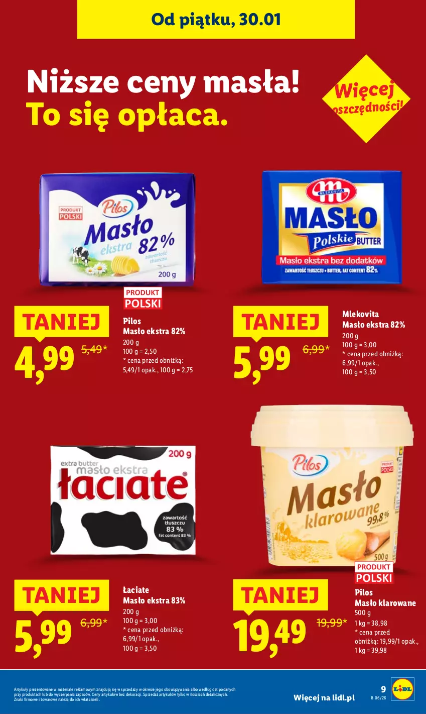 Gazetka promocyjna Lidl - GAZETKA - ważna 05.02 do 07.02.2026 - strona 9 - produkty: Masło, Masło klarowane, Mleko, Mlekovita, Pilos