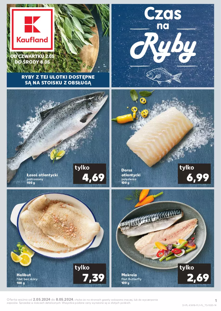 Gazetka promocyjna Kaufland - Mocny Start - ważna 02.05 do 08.05.2024 - strona 1 - produkty: Dorsz, Halibut, Polędwica