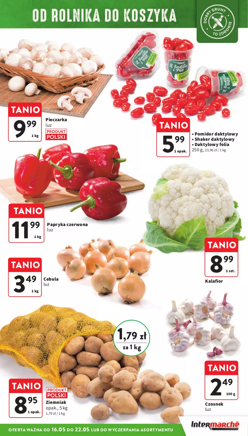 Gazetka promocyjna Intermarche - Gazetka Intermarche - ważna 16.05 do 22.05.2024 - strona 11 - produkty: Cebula, Czosnek, Kalafior, Papryka, Papryka czerwona, Piec, Pieczarka