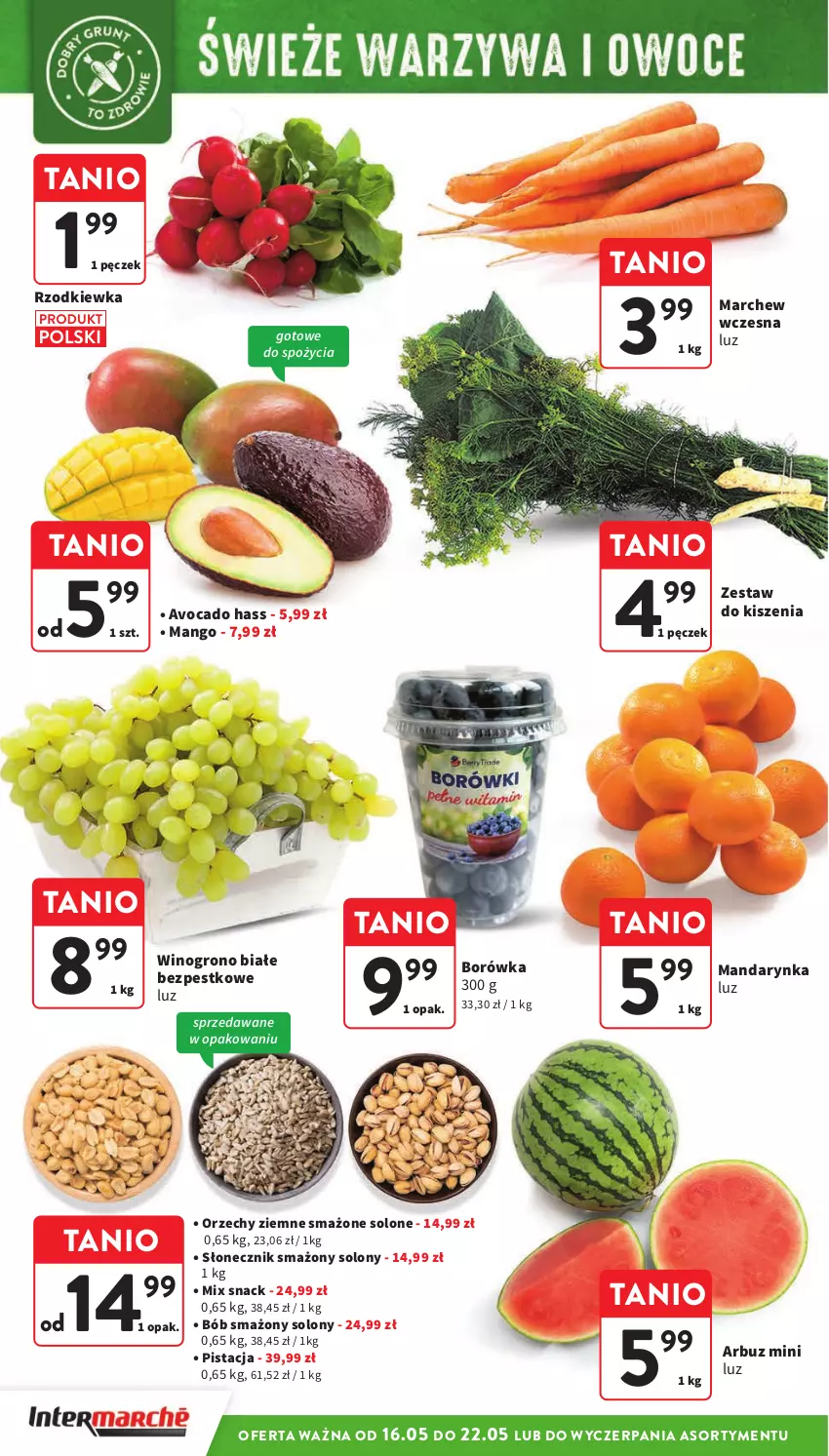 Gazetka promocyjna Intermarche - Gazetka Intermarche - ważna 16.05 do 22.05.2024 - strona 12 - produkty: Arbuz, Avocado, Borówka, Mango, Rzodkiewka, Wino