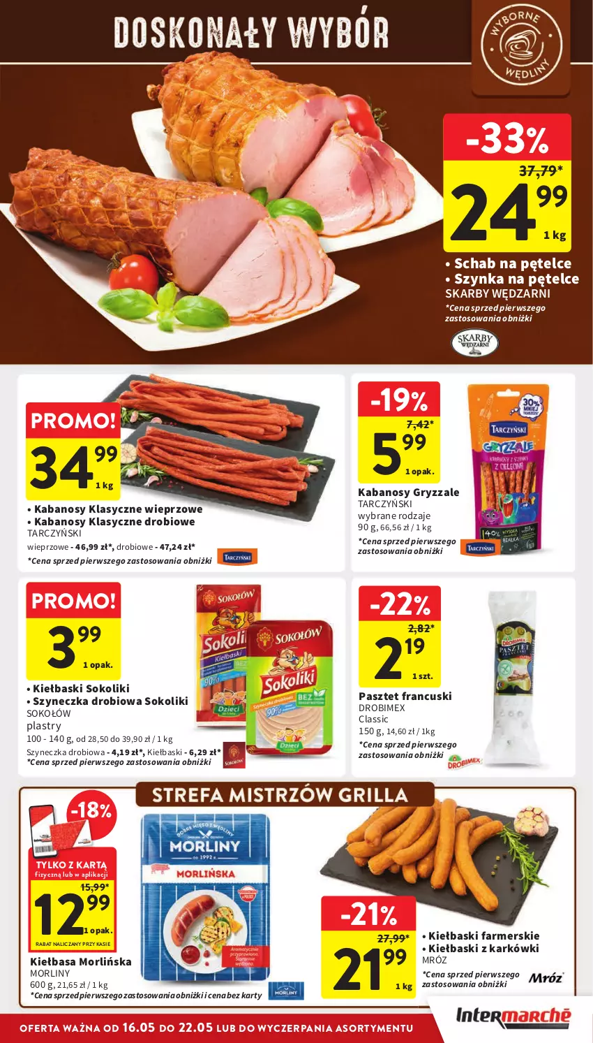 Gazetka promocyjna Intermarche - Gazetka Intermarche - ważna 16.05 do 22.05.2024 - strona 17 - produkty: Drobimex, Fa, Gry, Kabanos, Kiełbasa, Morliny, Pasztet, Sok, Sokołów, Szynka, Tarczyński