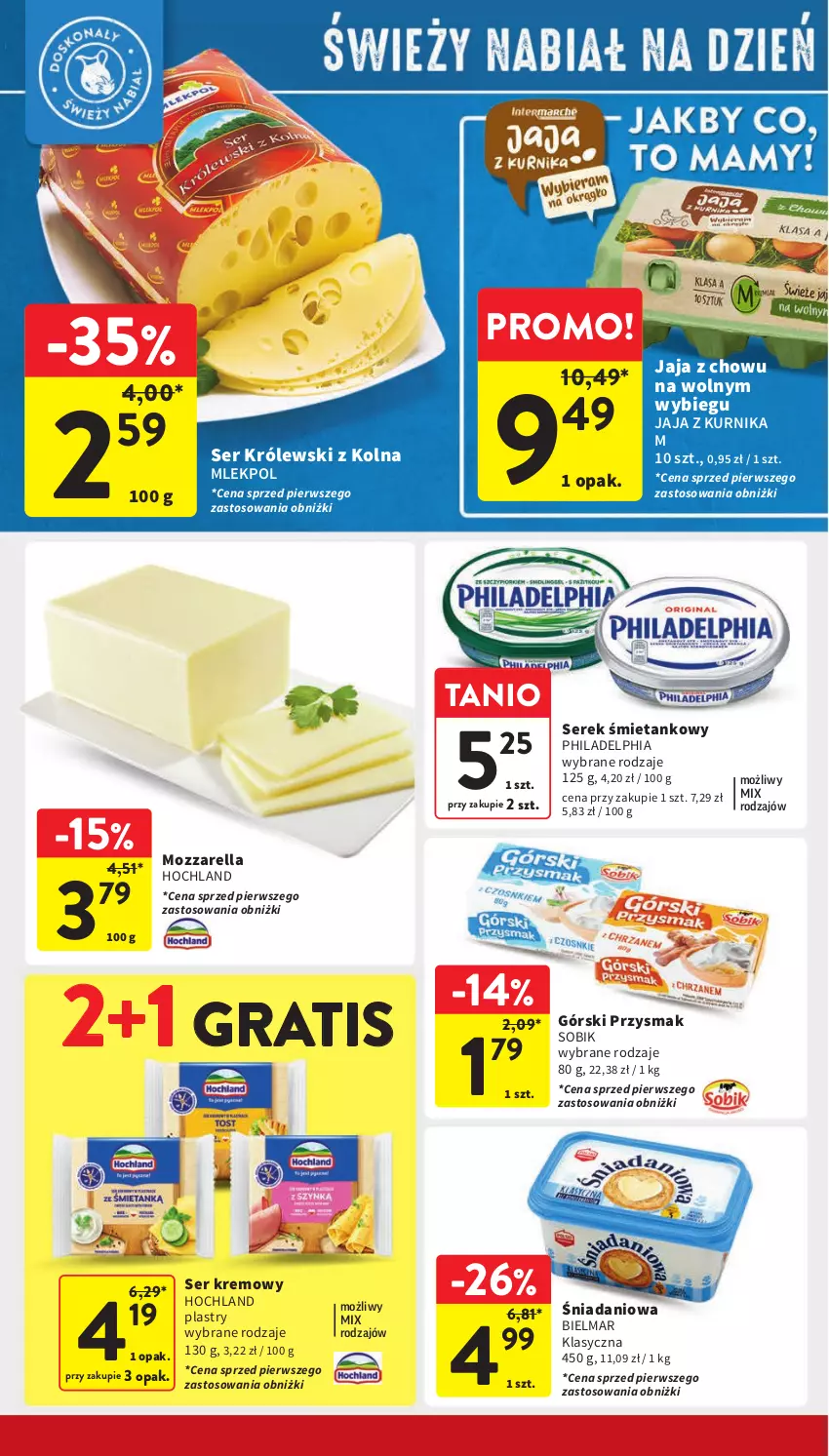 Gazetka promocyjna Intermarche - Gazetka Intermarche - ważna 16.05 do 22.05.2024 - strona 20 - produkty: Danio, Gra, Hochland, Jaja, Królewski, Mozzarella, Philadelphia, Ser, Serek