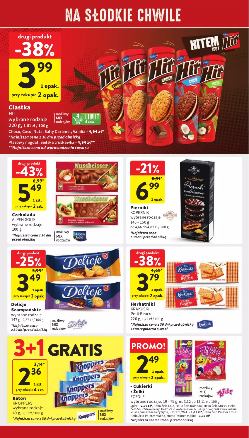 Gazetka promocyjna Intermarche - Gazetka Intermarche - ważna 16.05 do 22.05.2024 - strona 26 - produkty: Arbuz, Baton, Ciastka, Cukier, Cukierki, Czekolada, Delicje, Gra, Herbatniki, Knoppers, Krakus, Krakuski, Melon, Mus, Piernik