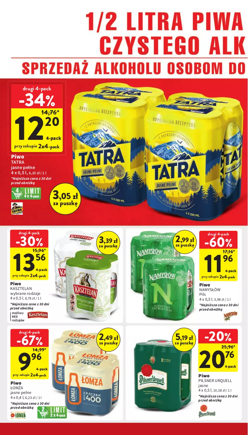 Gazetka promocyjna Intermarche - Gazetka Intermarche - ważna 16.05 do 22.05.2024 - strona 32 - produkty: Kasztelan, Namysłów, Pilsner Urquell, Piwo, Tatra