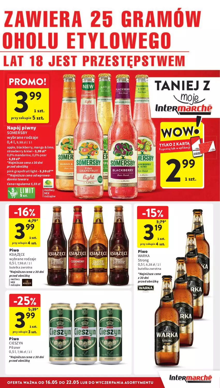 Gazetka promocyjna Intermarche - Gazetka Intermarche - ważna 16.05 do 22.05.2024 - strona 33 - produkty: Gra, Kiwi, Książęce, Lack, Mango, Napój, Piwo, Somersby, Warka