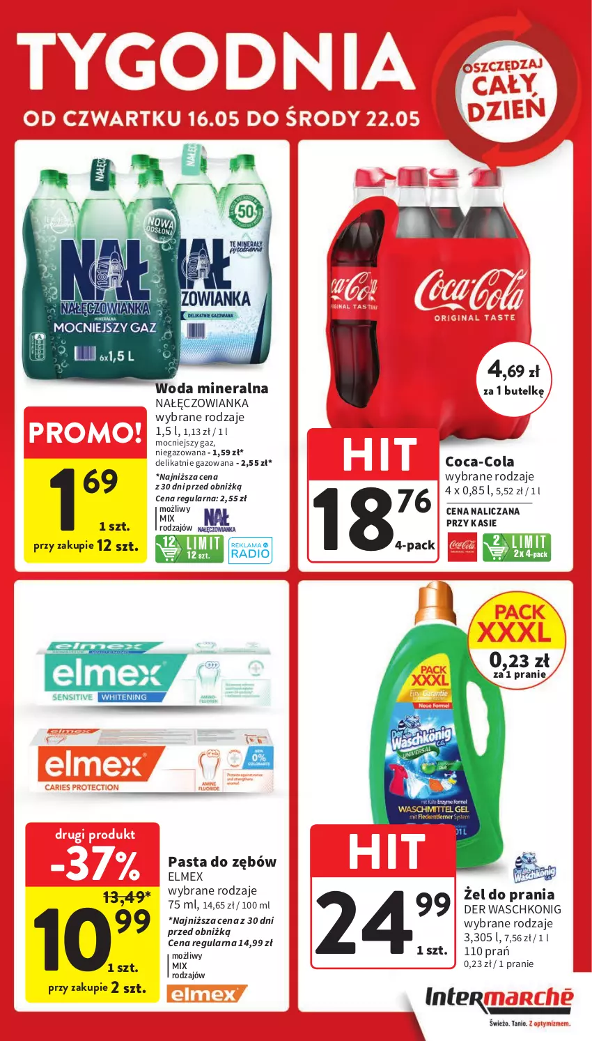 Gazetka promocyjna Intermarche - Gazetka Intermarche - ważna 16.05 do 22.05.2024 - strona 5 - produkty: Coca-Cola, Elmex, Nałęczowianka, Pasta do zębów, Woda, Woda mineralna