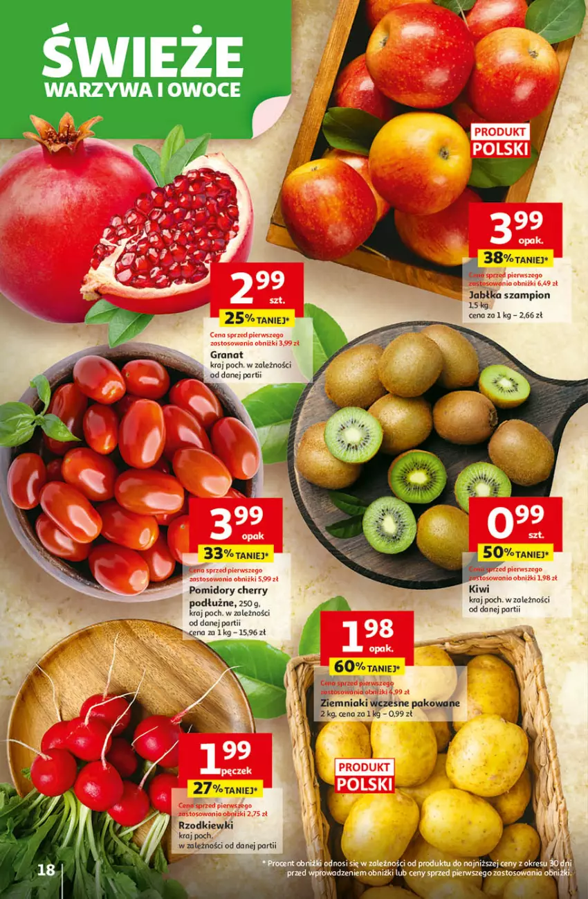 Gazetka promocyjna Auchan - Gazetka Wielkie Przeboje Cenowe Hipermarket Auchan - ważna 02.01 do 07.01.2026 - strona 18 - produkty: Gra, Granat, Jabłka, Kiwi, Owoce, Pomidory, Szampion, Warzywa, Warzywa i owoce, Ziemniaki