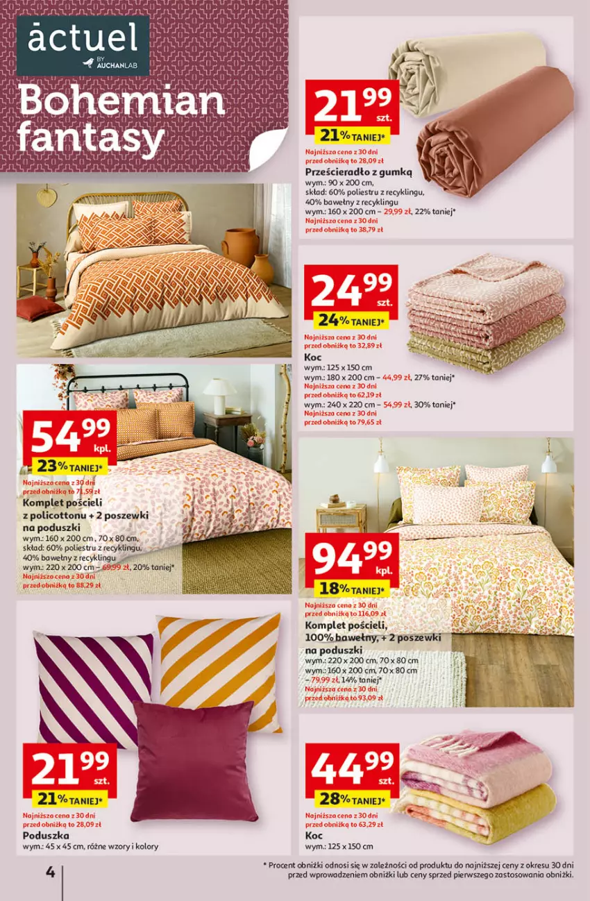 Gazetka promocyjna Auchan - Gazetka Wielkie Przeboje Cenowe Hipermarket Auchan - ważna 02.01 do 07.01.2026 - strona 4 - produkty: Koc, Komplet pościeli, Poduszka, Pościel, Prześcieradło