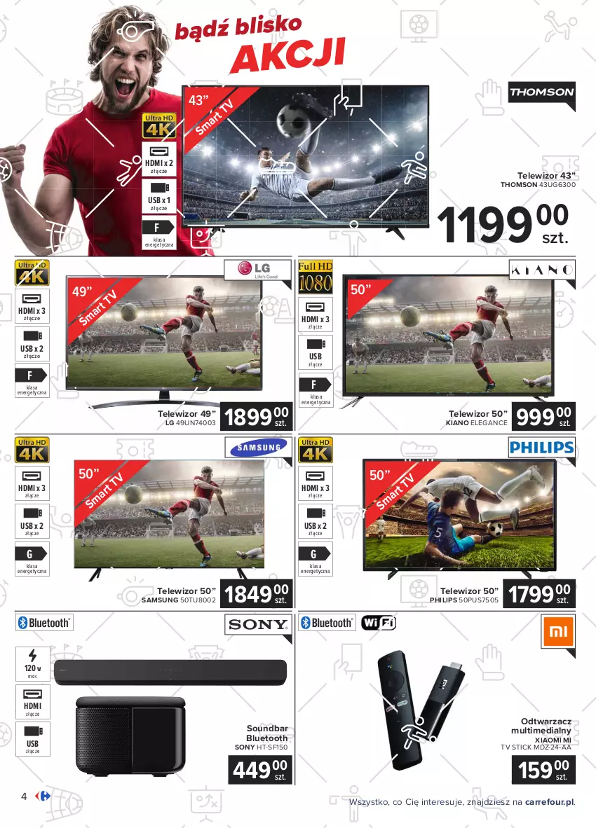 Gazetka promocyjna Carrefour - Gazetka Multimedia kibica - ważna 24.05 do 12.06.2021 - strona 4 - produkty: LG, Philips, Samsung, Sony, Soundbar, Telewizor, Thomson