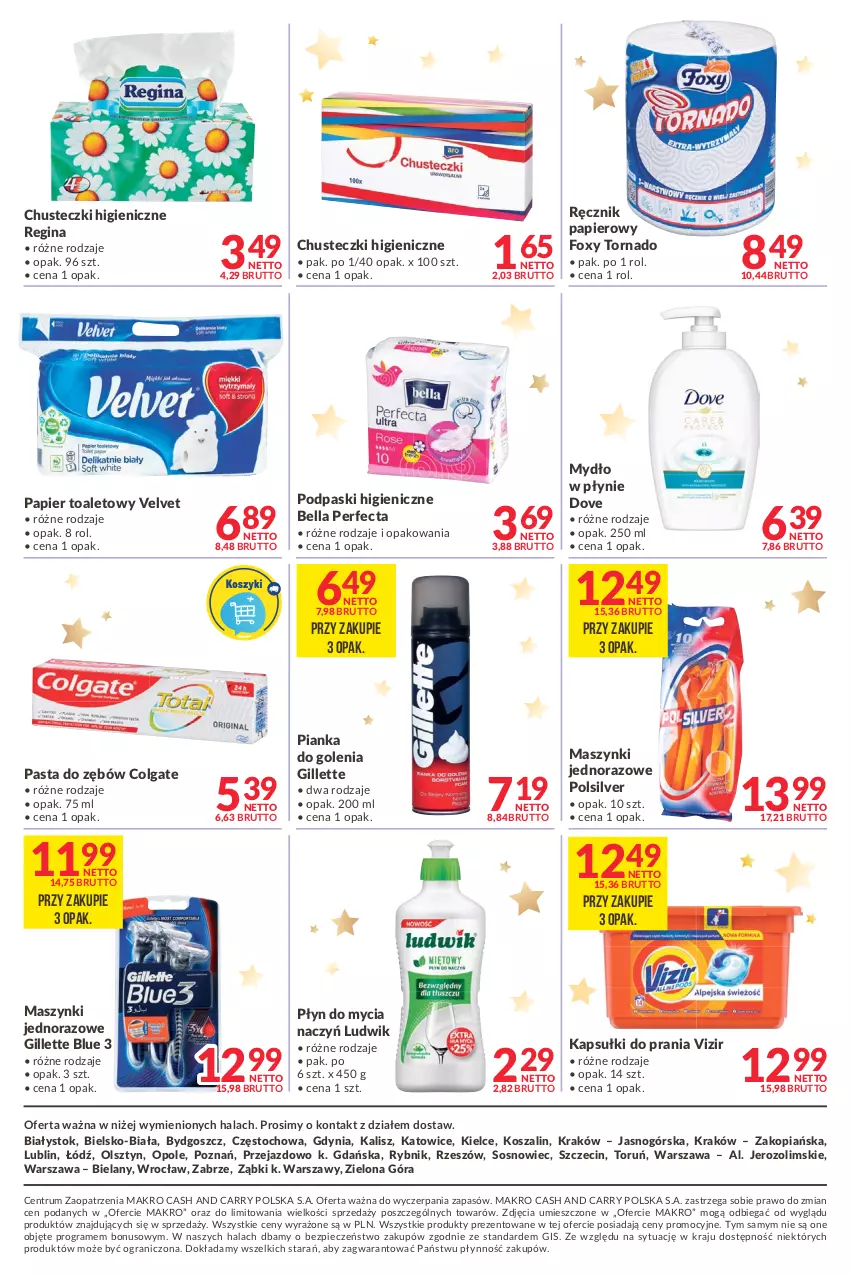 Gazetka promocyjna Makro - [Oferta promocyjna] Dostawa - ważna 30.11 do 13.12.2021 - strona 12 - produkty: Bell, Bella, Chusteczki, Colgate, Do mycia naczyń, Dove, Foxy, Gillette, Gin, Gra, Kapsułki do prania, Kosz, LG, Ludwik, Mydło, Mydło w płynie, Papier, Papier toaletowy, Pasta do zębów, Perfecta, Pianka do golenia, Piec, Płyn do mycia, Płyn do mycia naczyń, Podpaski, Ręcznik, Rum, Sos, Szal, Velvet, Vizir