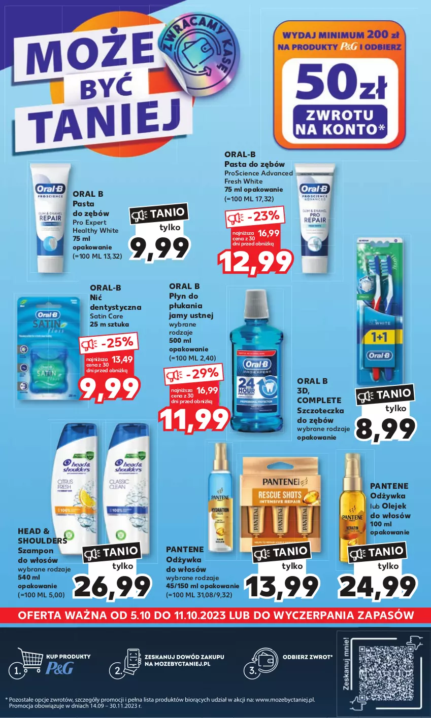 Gazetka promocyjna Kaufland - Kaufland - ważna 05.10 do 11.10.2023 - strona 2 - produkty: Nić dentystyczna, Odżywka, Olej, Oral B, Pantene, Pasta do zębów, Płyn do płukania, Płyn do płukania jamy ustnej, Sati, Ser, Szampon, Szczoteczka, Szczoteczka do zębów