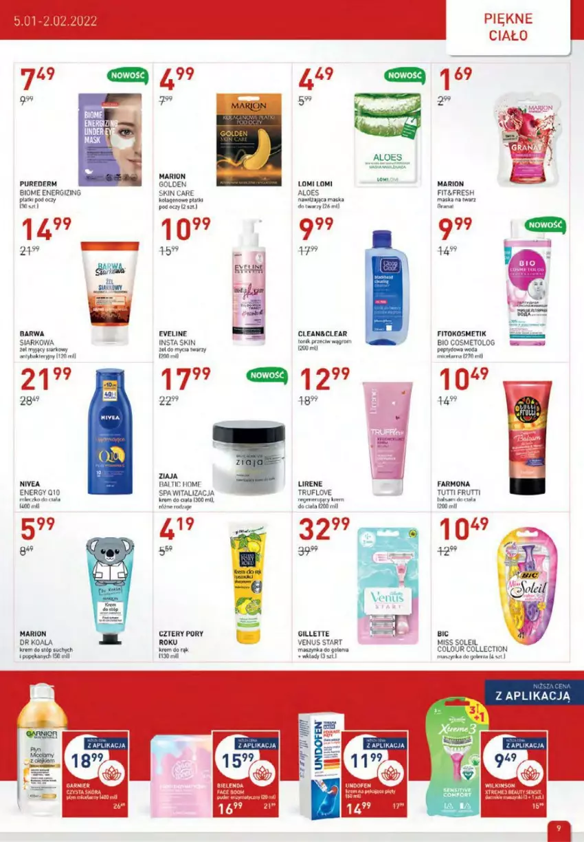 Gazetka promocyjna Drogerie Jawa - ważna 05.01 do 02.02.2022 - strona 9 - produkty: Barwa Siarkowa, BIC, Eveline, Fa, Gillette, Gra, Krem do rąk, Krem do stóp, Lirene, Maska, Maszynka, Nivea, Por, Pur, Szynka, Tonik, Venus, Ziaja