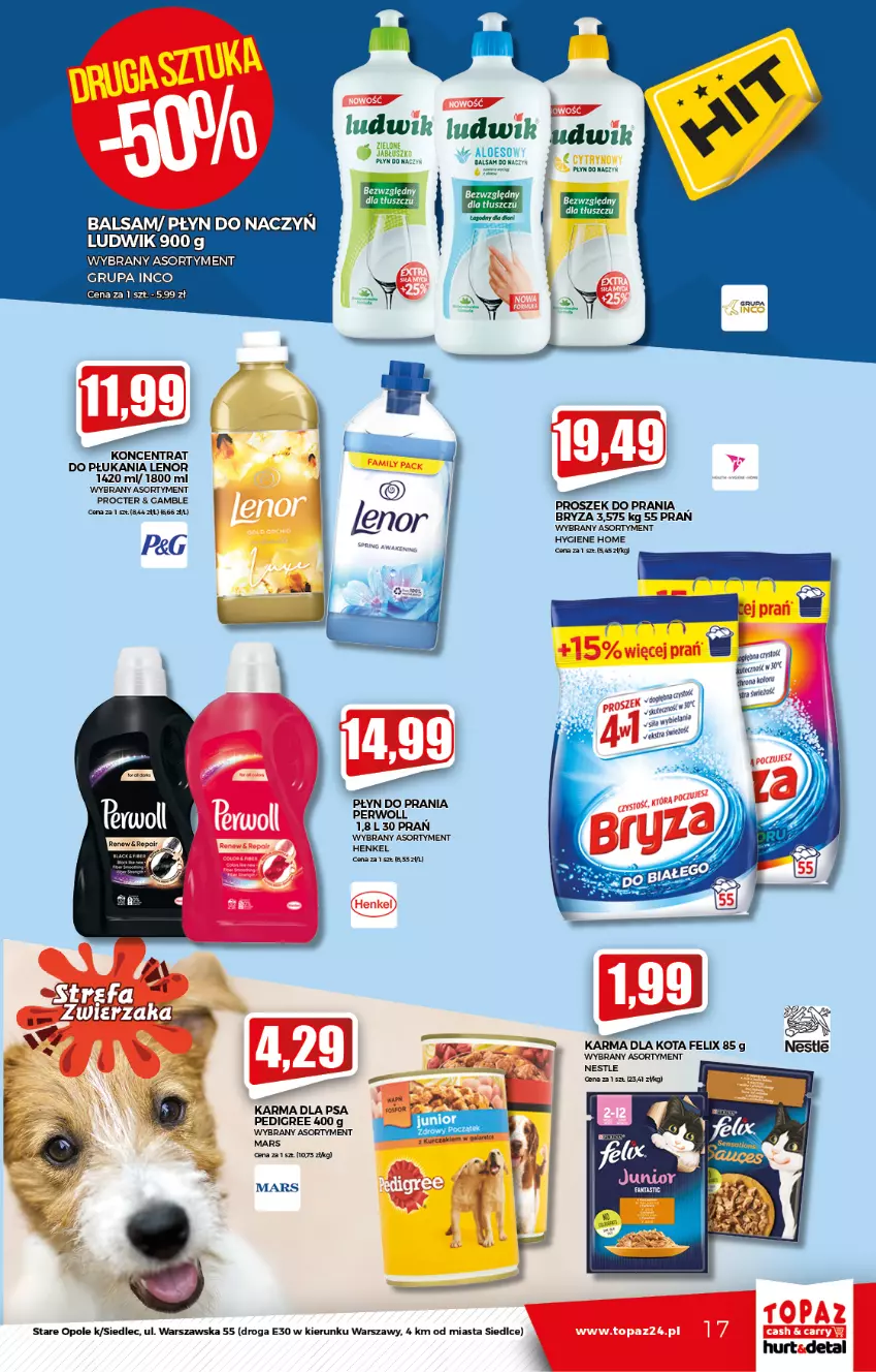 Gazetka promocyjna Topaz - Gazetka - ważna 09.09 do 15.09.2021 - strona 17 - produkty: Bryza, Felix, Gra, Lenor, Ludwik, Mars, Pedigree, Perwoll, Płyn do prania, Proszek do prania