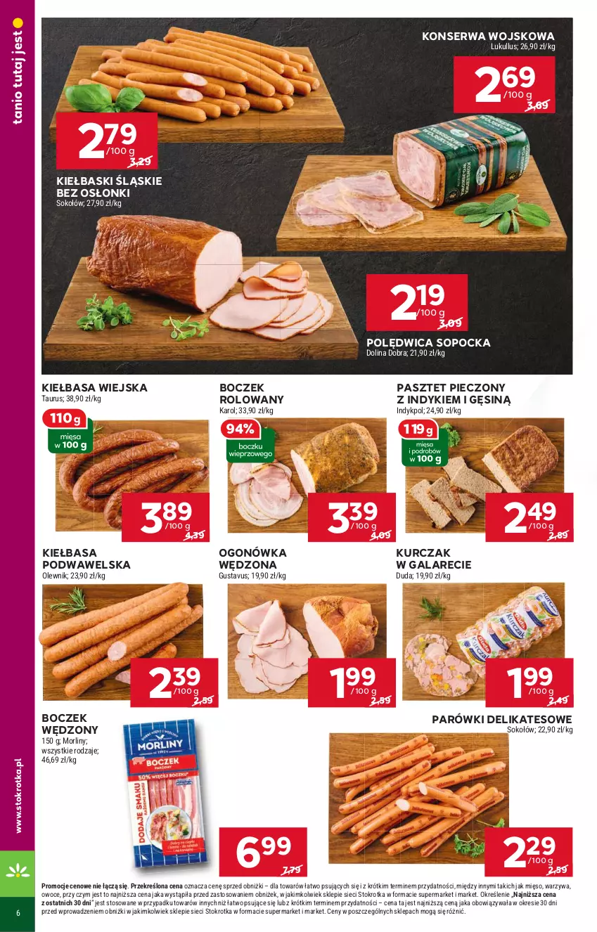 Gazetka promocyjna Stokrotka - Market - ważna 13.06 do 19.06.2024 - strona 4 - produkty: Boczek, Gala, Kiełbasa, Kiełbasa podwawelska, Kiełbasa wiejska, Kiełbaski śląskie, Kurczak, Mięso, Morliny, Ogonówka, Olewnik, Owoce, Parówki, Pasztet, Piec, Polędwica, Ser, Sok, Sokołów, Warzywa, Wawel