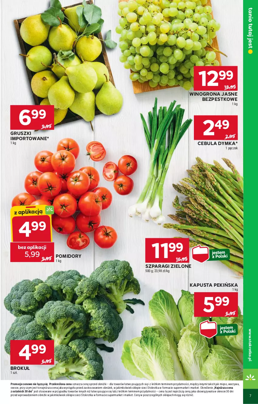 Gazetka promocyjna Stokrotka - Market - ważna 13.06 do 19.06.2024 - strona 7 - produkty: Cebula, Gruszki, Mięso, Owoce, Pomidory, Por, Warzywa, Wino, Winogrona