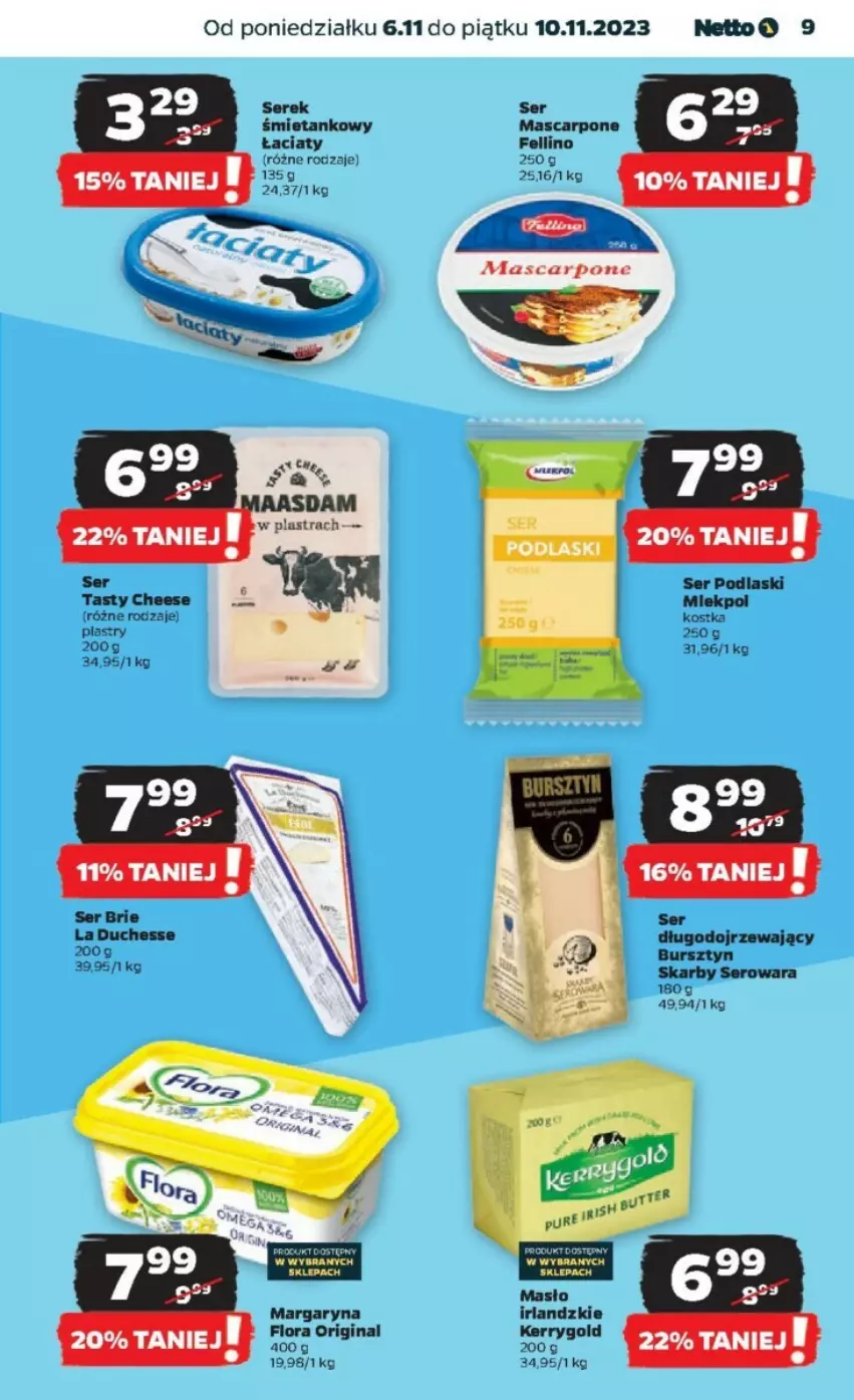 Gazetka promocyjna Netto - ważna 06.11 do 10.11.2023 - strona 28 - produkty: Brie, Bursztyn, Flora, Gin, Margaryna, Mascarpone, Masło, Podlaski, Ser