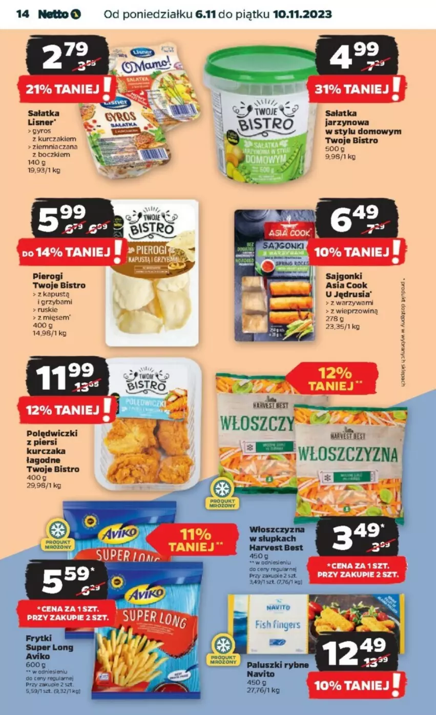 Gazetka promocyjna Netto - ważna 06.11 do 10.11.2023 - strona 6 - produkty: Frytki, Gyros, Kapustą, Kurczak, Lisner, Sajgonki, Sałat, Sałatka, Warzywa