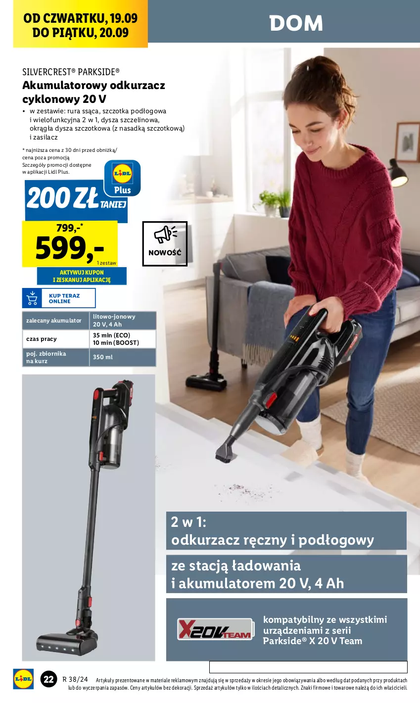 Gazetka promocyjna Lidl - GAZETKA - ważna 16.09 do 21.09.2024 - strona 26 - produkty: Akumulator, Odkurzacz, Parkside, Rura, Ser, Silvercrest, Szczotka