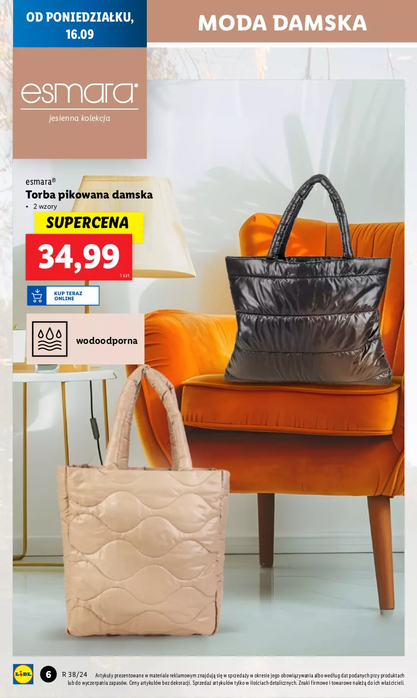 Gazetka promocyjna Lidl - GAZETKA - ważna 16.09 do 21.09.2024 - strona 8 - produkty: Moda, Por, Torba