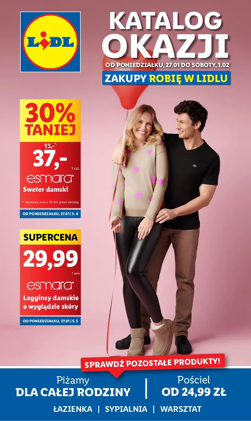 Gazetka promocyjna Lidl - GAZETKA - ważna 27.01 do 01.02.2025 - strona 1 - produkty: Gin, Legginsy, Pościel, Sweter, Sypialnia