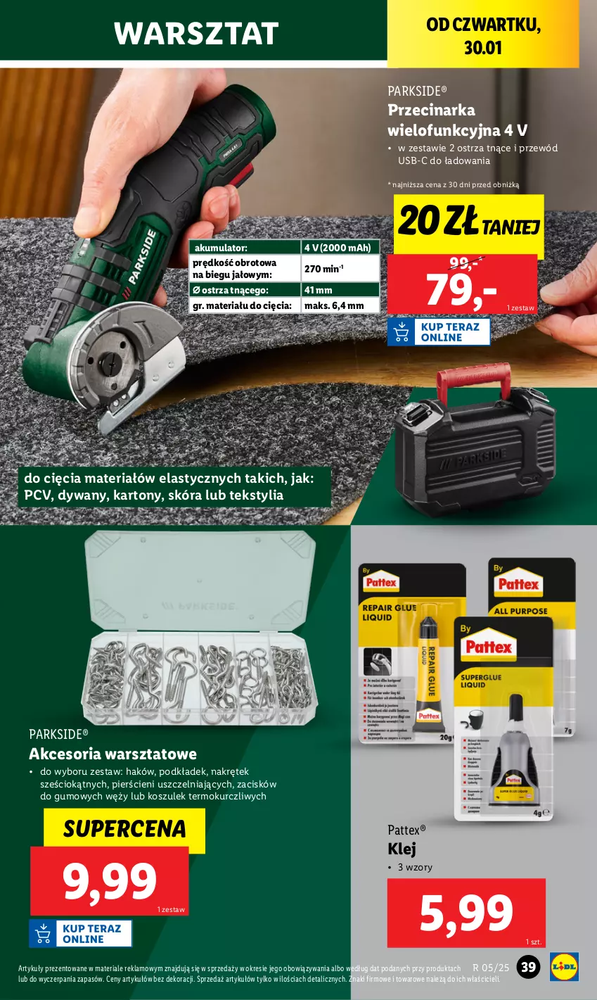 Gazetka promocyjna Lidl - GAZETKA - ważna 27.01 do 01.02.2025 - strona 43 - produkty: Akumulator, Dywan, Klej, Kosz, Parkside, Podkład, Przecinarka, Przewód