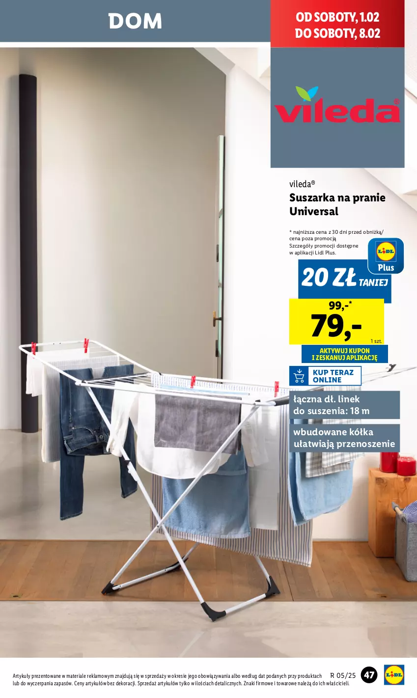 Gazetka promocyjna Lidl - GAZETKA - ważna 27.01 do 01.02.2025 - strona 51 - produkty: Suszarka, Suszarka na pranie, Vileda