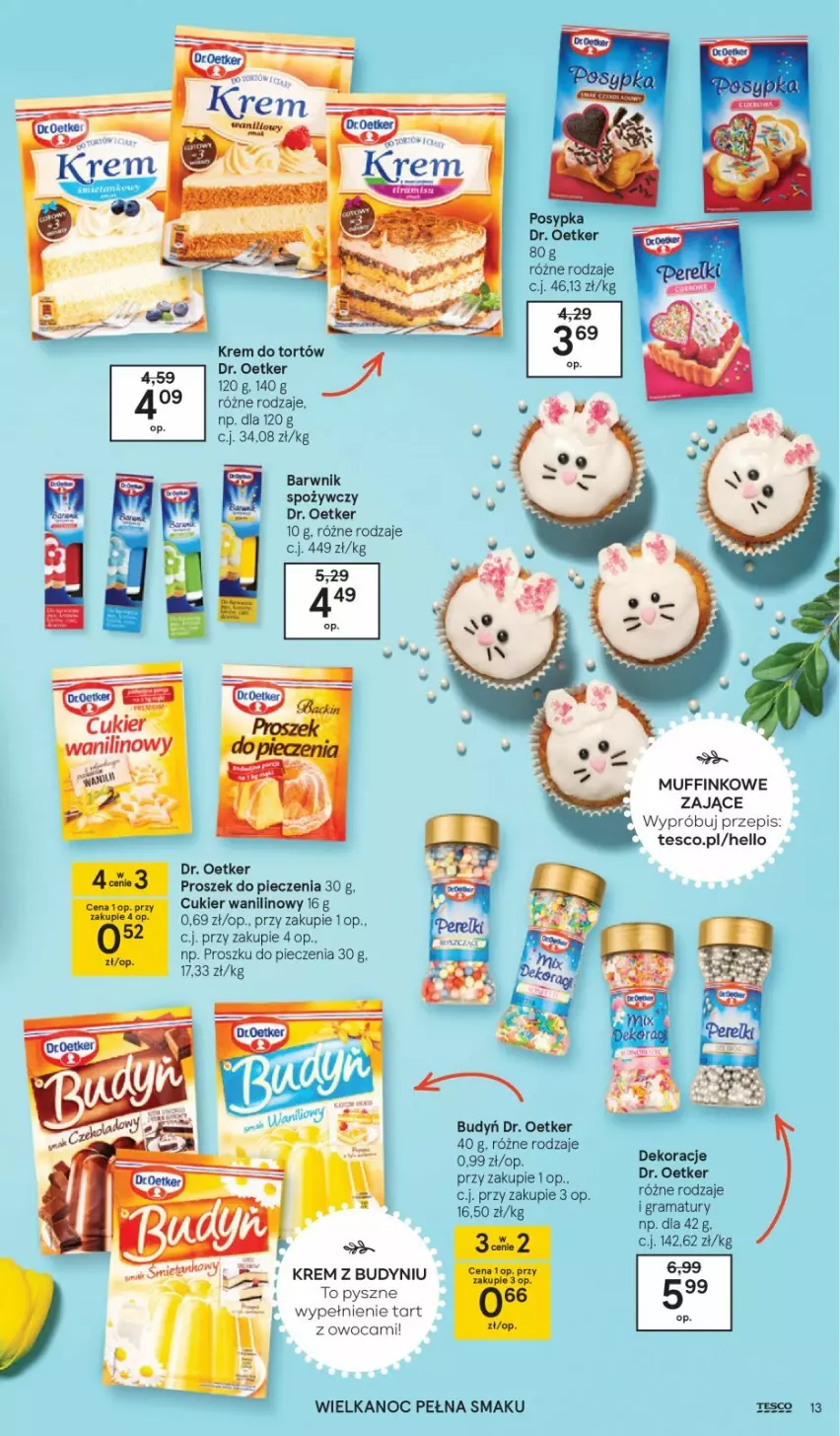 Gazetka promocyjna Tesco - Tesco katalog Wielkanoc - ważna 18.03 do 03.04.2021 - strona 13 - produkty: Budyń, Cukier, Cukier wanilinowy, Dr. Oetker, Gra, Krem do tortów, Piec, Proszek do pieczenia, Rama