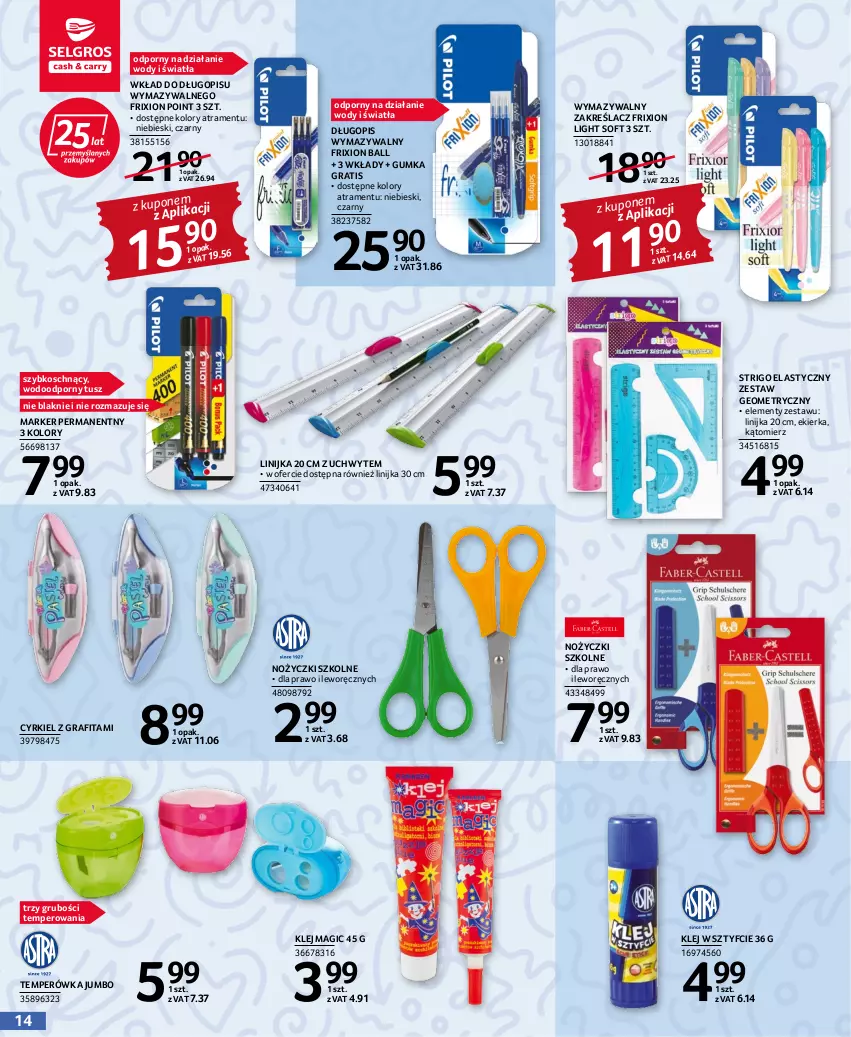 Gazetka promocyjna Selgros - Katalog Szkoła - ważna 21.07 do 09.10.2022 - strona 14 - produkty: Długopis, Gra, Klej, Marker, Noż, Nożyczki, Por, Tusz