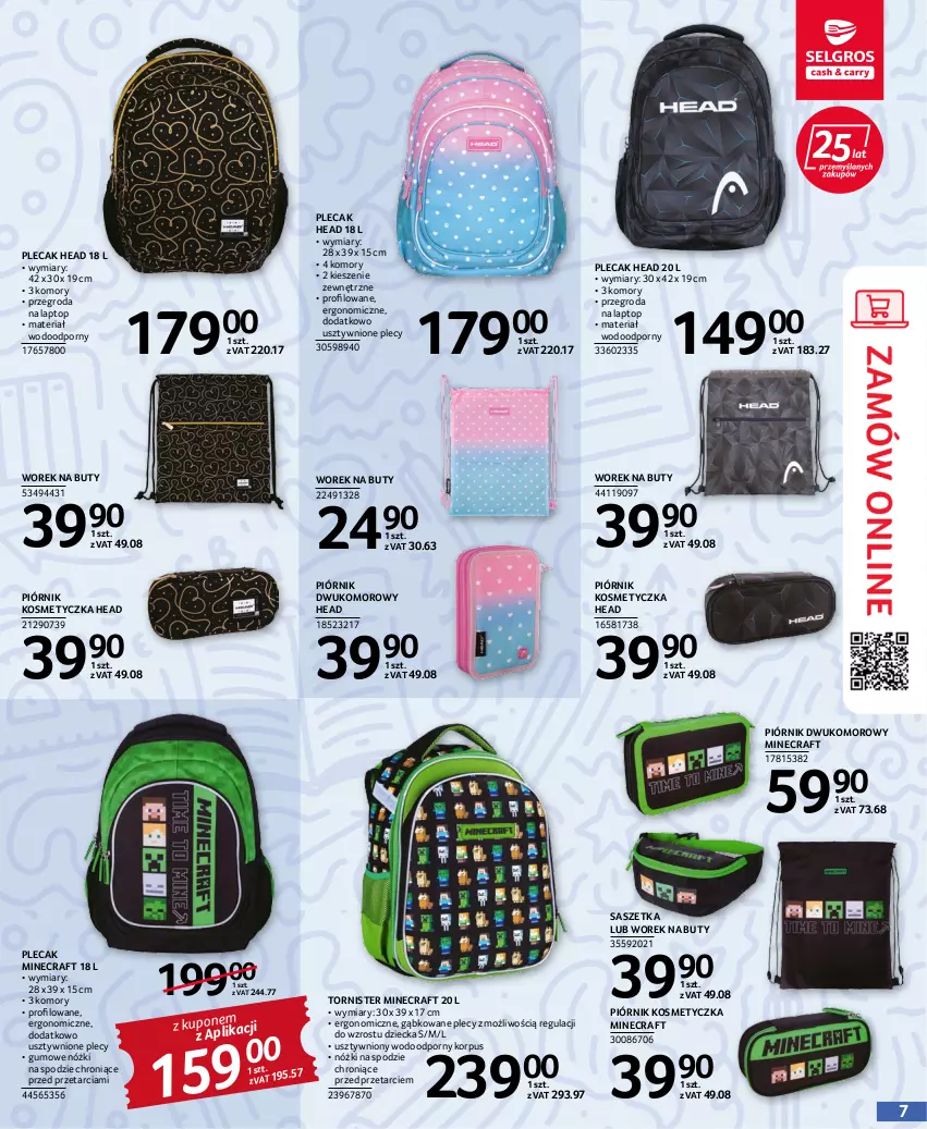 Gazetka promocyjna Selgros - Katalog Szkoła - ważna 21.07 do 09.10.2022 - strona 7 - produkty: Buty, Kosmetyczka, Minecraft, Piórnik, Plecak, Por, Top