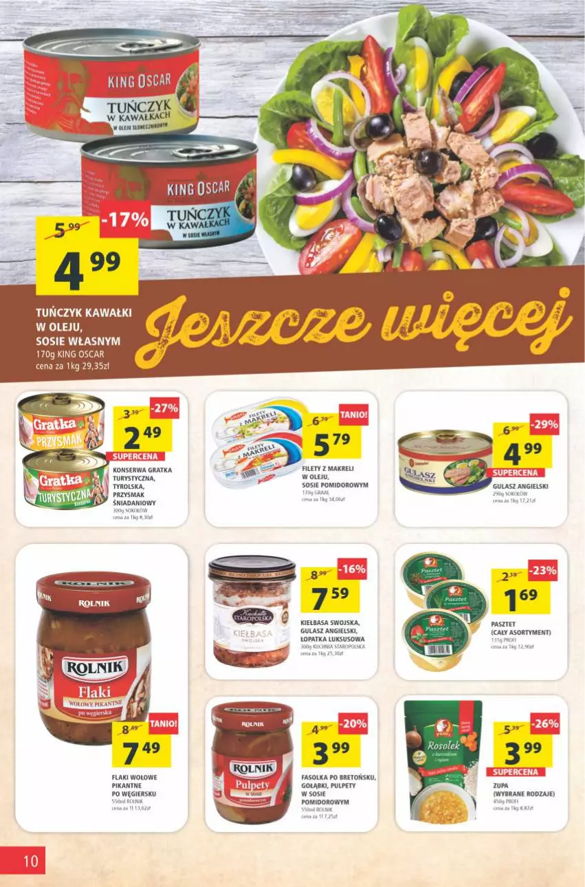 Gazetka promocyjna Arhelan - Gazetka - ważna 23.04 do 02.05.2021 - strona 10 - produkty: Danio, Fa, Flaki, Flaki wołowe, Gra, Graal, Kawa, Kiełbasa, Kuchnia, Kuchnia Staropolska, Olej, Pasztet, Pulpety, Ser, Sok, Sokołów, Sos, Tuńczyk, Zupa