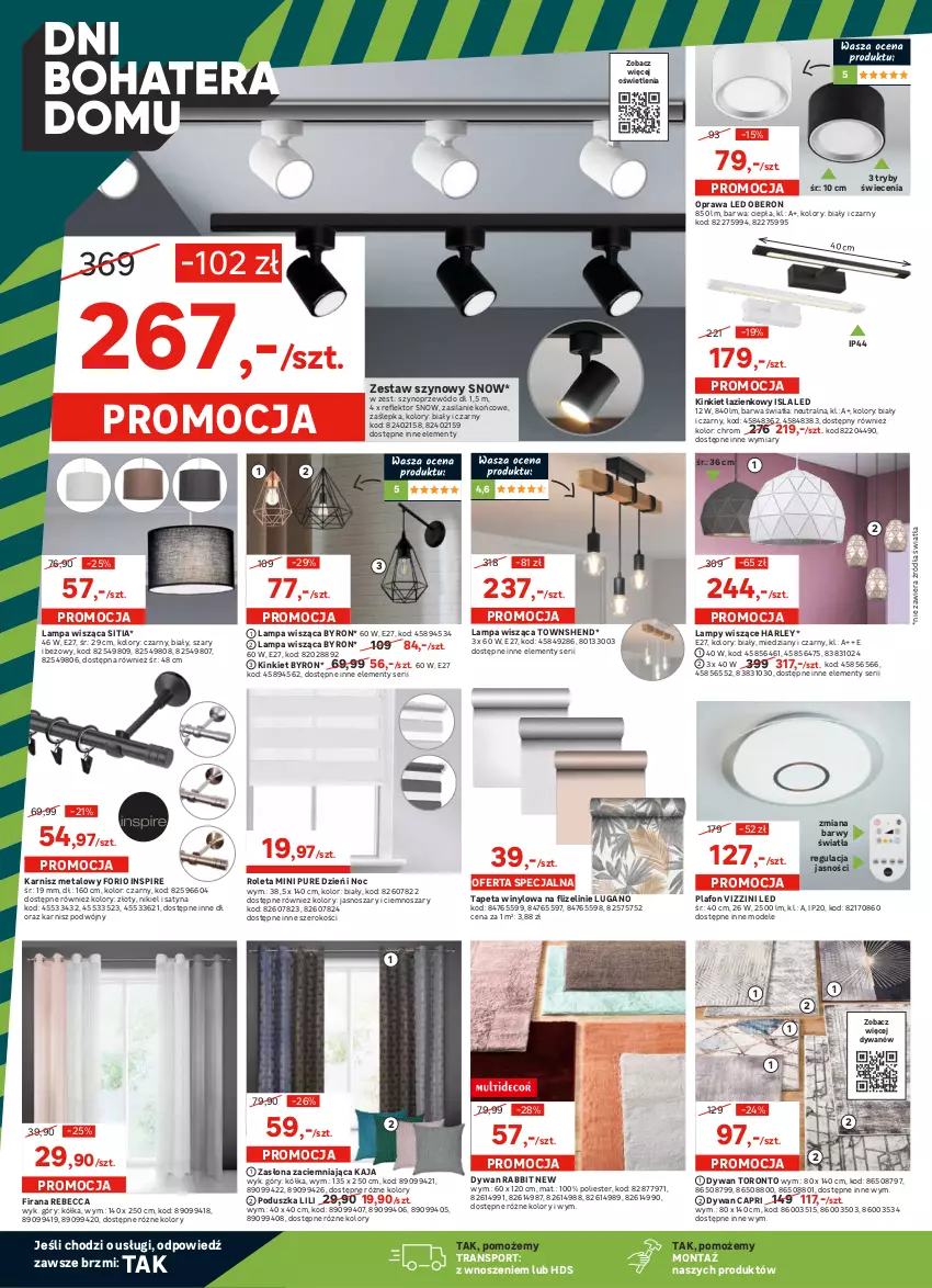 Gazetka promocyjna Leroy Merlin - Dni bohatera domu - ważna 15.09 do 05.10.2021 - strona 6 - produkty: Cif, Dekoral, Dulux, Dywan, Fa, Farba do wnętrz, Farba lateksowa, Firana, Gin, Gra, Grunt, Isla, Karnisz, Kokos, Kuchnia, Lampa, Lampa wisząca, LG, Luxens, Magnat Ceramic, Ogród, Osłonka, Palma, Papier, Plafon, Płytka, Podkład, Poduszka, Por, Przewód, Pur, Reflektor, Roleta, Ser, Silan, Sport, Storczyk, Tapeta, Tran, Zasłona