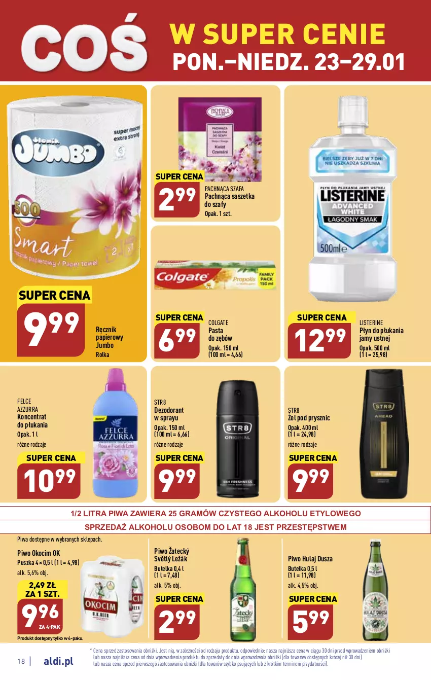 Gazetka promocyjna Aldi - Pełny katalog - ważna 23.01 do 29.01.2023 - strona 18 - produkty: Colgate, Dezodorant, Fa, Gra, Koc, LG, Listerine, Okocim, Papier, Pasta do zębów, Piwa, Piwo, Płyn do płukania, Płyn do płukania jamy ustnej, Ręcznik, Str8, Szafa