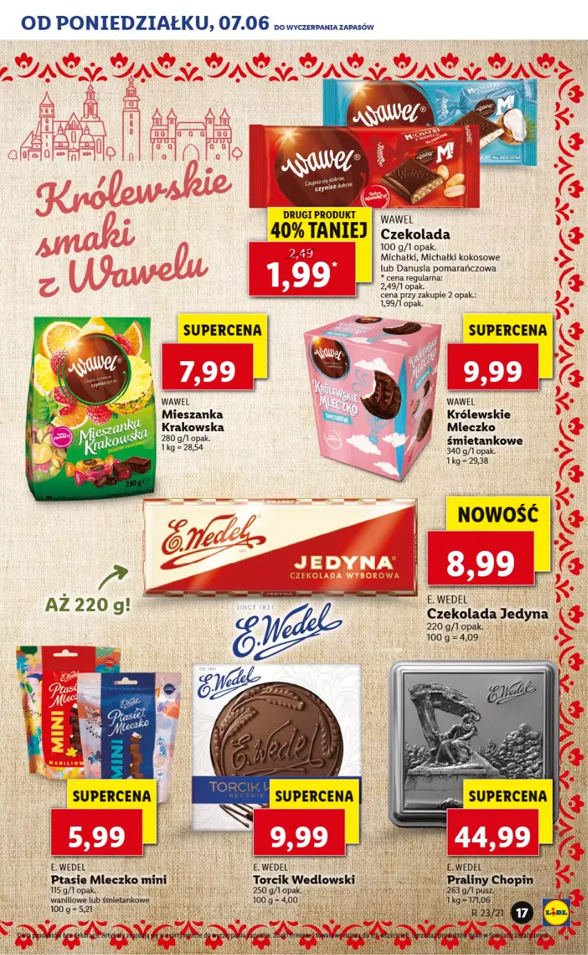 Gazetka promocyjna Lidl - TYDZIEŃ REGIONALNY - ważna 07.06 do 11.06.2021 - strona 28 - produkty: Czekolada, E. Wedel, Kokos, Królewski, Michałki, Mleczko, Ptasie mleczko, Wawel