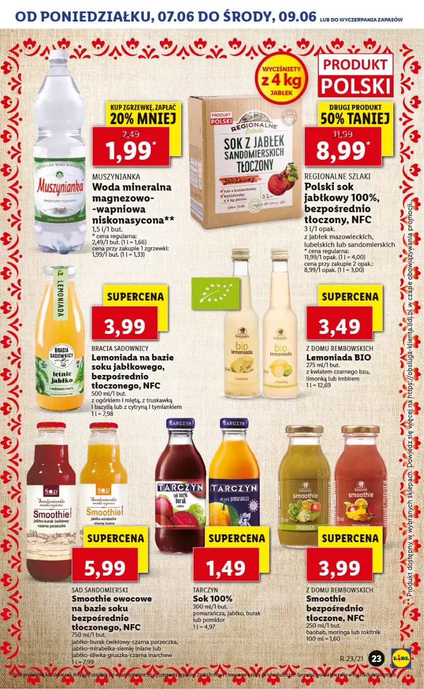 Gazetka promocyjna Lidl - TYDZIEŃ REGIONALNY - ważna 07.06 do 11.06.2021 - strona 36 - produkty: Bazyl, Imbir, Lemoniada, Magnez, Mus, Muszynianka, Por, Smoothie, Sok, Woda, Woda mineralna