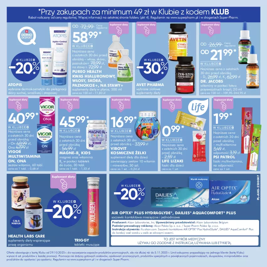 Gazetka promocyjna Super Pharm - Gazetka - ważna 29.10 do 05.11.2025 - strona 11 - produkty: Alcon, Dzieci, Jacobs, K2, Kosmetyki do pielęgnacji, LG, Lizaki, Magnez, Mus, Por, Psi Patrol, Pur, Soczewki kontaktowe, Suplement diety, Tablet, Tabletki musujące, Top