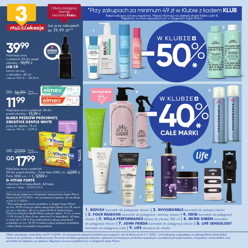 Gazetka promocyjna Super Pharm - Gazetka - ważna 29.10 do 05.11.2025 - strona 2 - produkty: Biovax, D-Vitum, Elmex, John frieda, K2, Kosmetyki do pielęgnacji, Lakier, Olej, Rum, Ser, Serum, Wella
