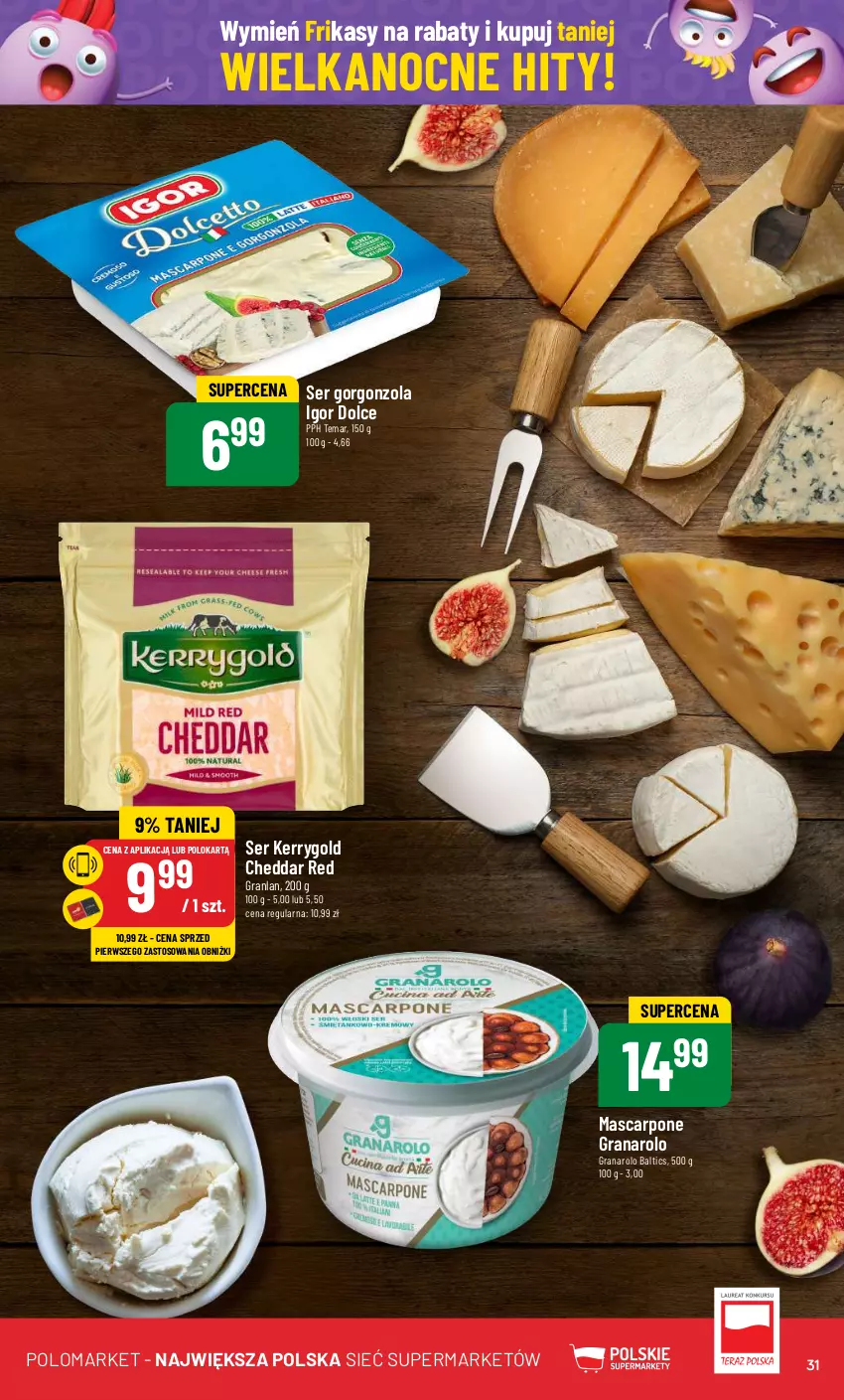 Gazetka promocyjna PoloMarket - Gazetka pomocyjna - ważna 27.03 do 02.04.2024 - strona 31 - produkty: Cheddar, Gorgonzola, Gra, Mascarpone, Ser