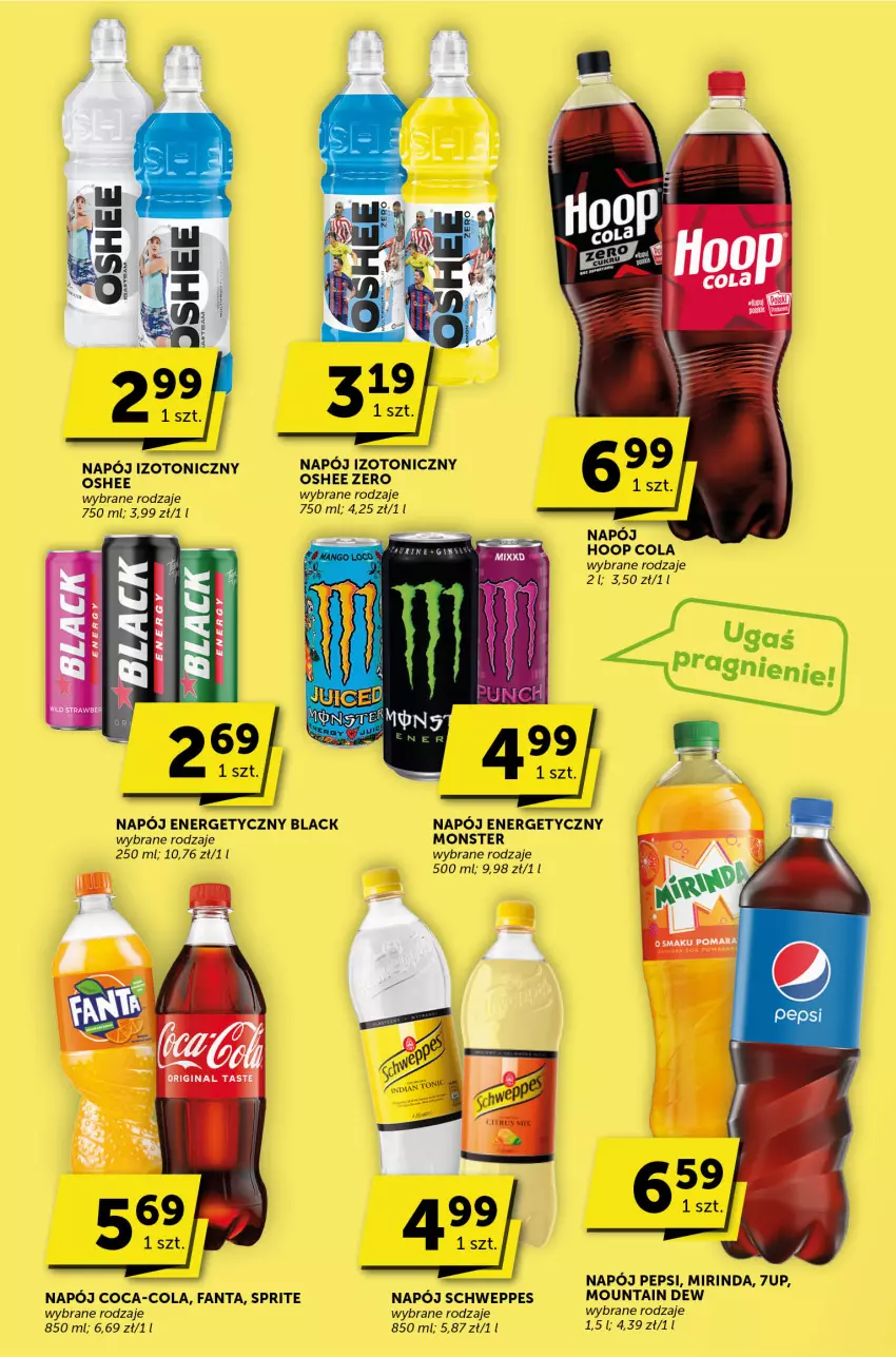 Gazetka promocyjna Groszek - ważna 13.07 do 25.07.2023 - strona 24 - produkty: 7up, Coca-Cola, Fa, Fanta, Hoop, Lack, Mirinda, Napój, Napój energetyczny, Napój izotoniczny, Oshee, Pepsi, Schweppes, Sprite