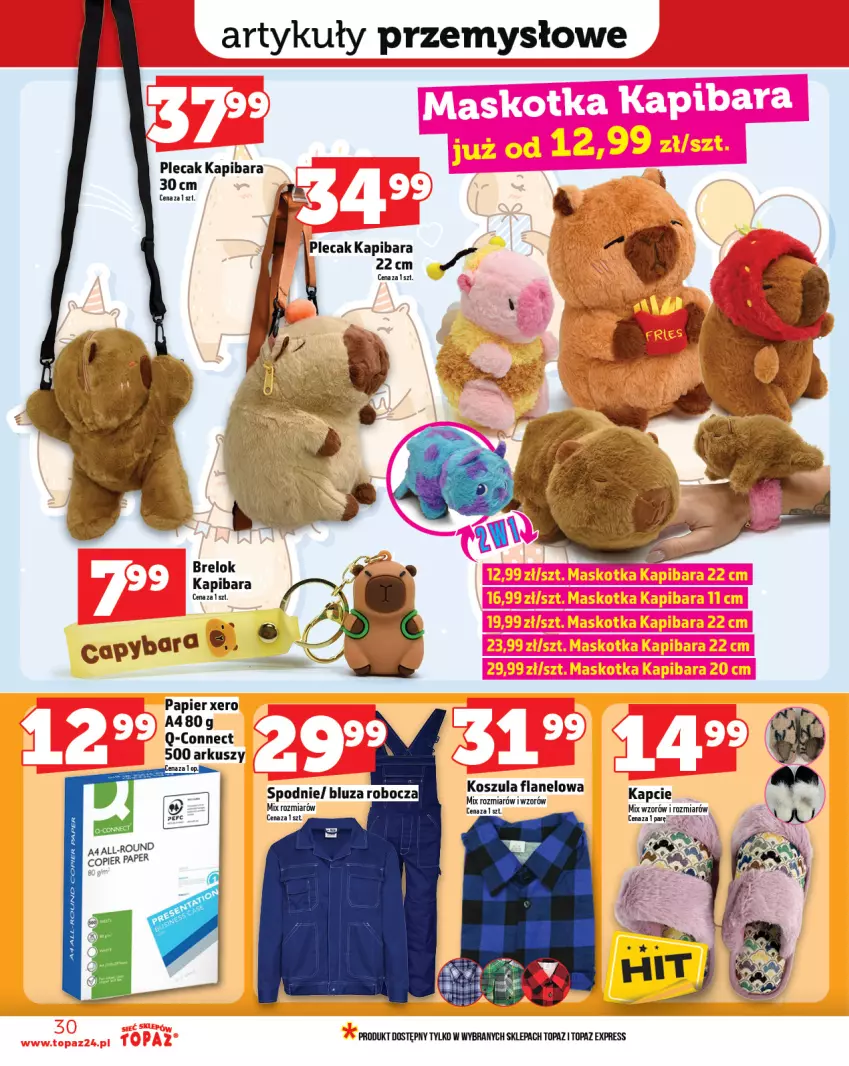 Gazetka promocyjna Topaz - Gazetka - ważna 25.09 do 01.10.2025 - strona 30 - produkty: Bluza, Kapcie, Kosz, Papier, Plecak, Spodnie, Top