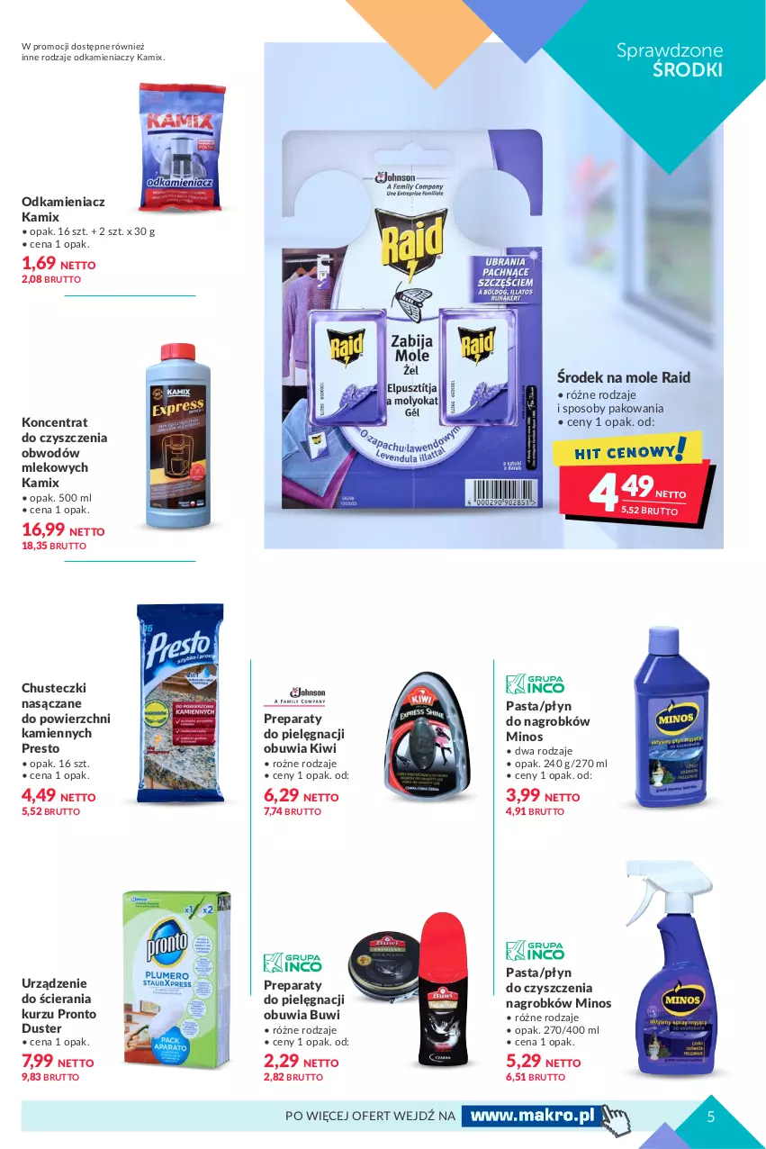 Gazetka promocyjna Makro - [Oferta specjalna] Domowe porządki - ważna 19.10 do 30.10.2021 - strona 5 - produkty: Chusteczki, Kiwi, Mleko, Odkamieniacz, Presto, Pronto