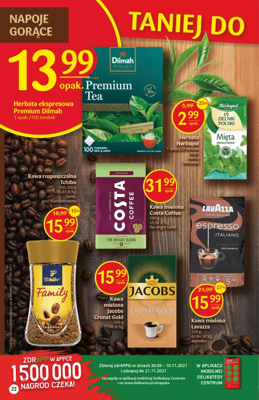 Gazetka promocyjna Delikatesy Centrum - Gazetka DC41 n. fresh - ważna 14.10 do 20.10.2021 - strona 22 - produkty: Herbapol, Kawa, Kawa mielona, Lavazza, Mobil, Napoje, Rum