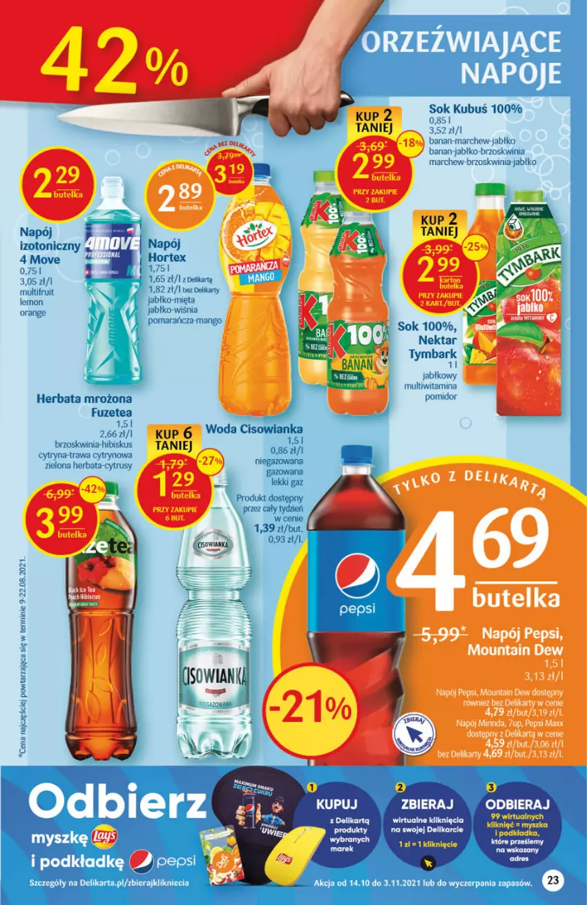 Gazetka promocyjna Delikatesy Centrum - Gazetka DC41 n. fresh - ważna 14.10 do 20.10.2021 - strona 23 - produkty: Kubuś, LG, Mysz, Napoje, Odol, Podkład, Podkładka, Sok