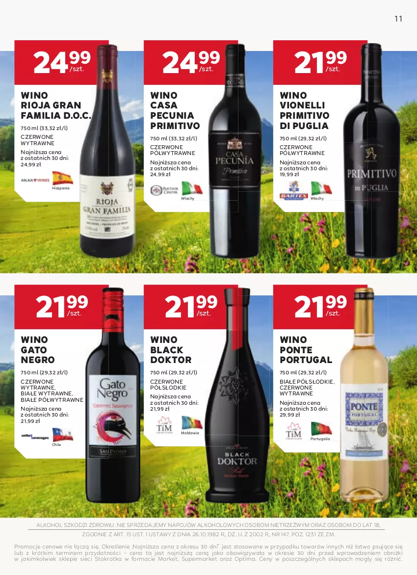 Gazetka promocyjna Stokrotka - Oferta alkoholowa - ważna 25.04 do 22.05.2024 - strona 11 - produkty: Fa, Gra, Lack, Optima, Por, Rioja, Wino