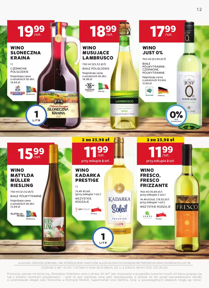 Gazetka promocyjna Stokrotka - Oferta alkoholowa - ważna 25.04 do 22.05.2024 - strona 12 - produkty: Fresco, Müller, Mus, Optima, Wino, Wino musujące