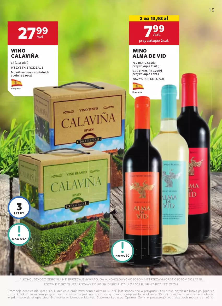 Gazetka promocyjna Stokrotka - Oferta alkoholowa - ważna 25.04 do 22.05.2024 - strona 13 - produkty: Optima, Wino