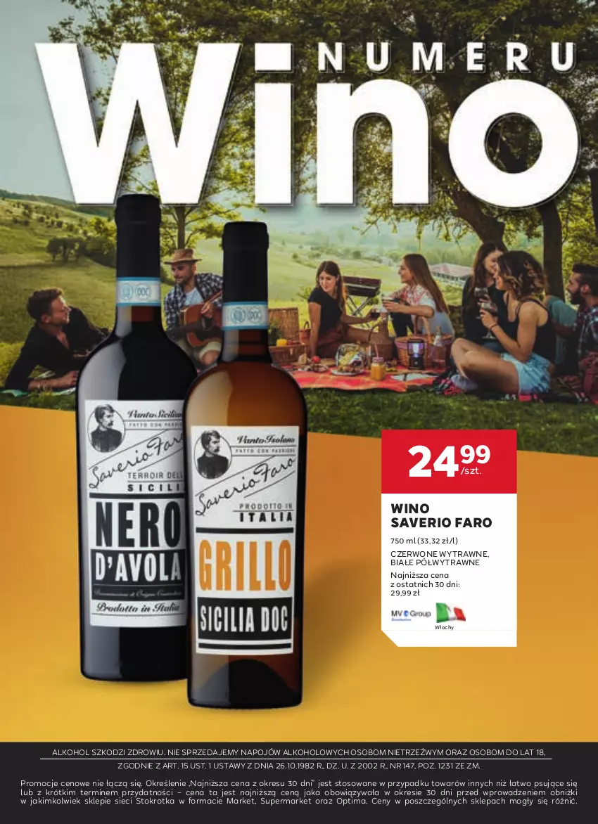 Gazetka promocyjna Stokrotka - Oferta alkoholowa - ważna 25.04 do 22.05.2024 - strona 15 - produkty: Fa, Optima, Wino