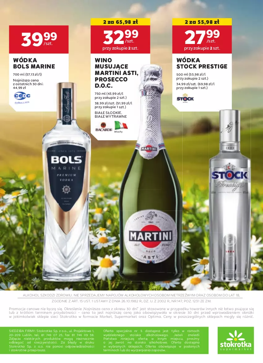 Gazetka promocyjna Stokrotka - Oferta alkoholowa - ważna 25.04 do 22.05.2024 - strona 16 - produkty: Bols, Fa, Martini, Mus, Optima, Prosecco, Rama, Stock, Wino, Wino musujące, Wódka