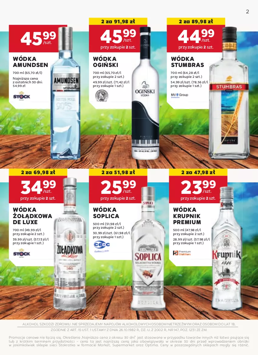 Gazetka promocyjna Stokrotka - Oferta alkoholowa - ważna 25.04 do 22.05.2024 - strona 2 - produkty: Amundsen, Krupnik, Ogiński, Optima, Soplica, Wódka