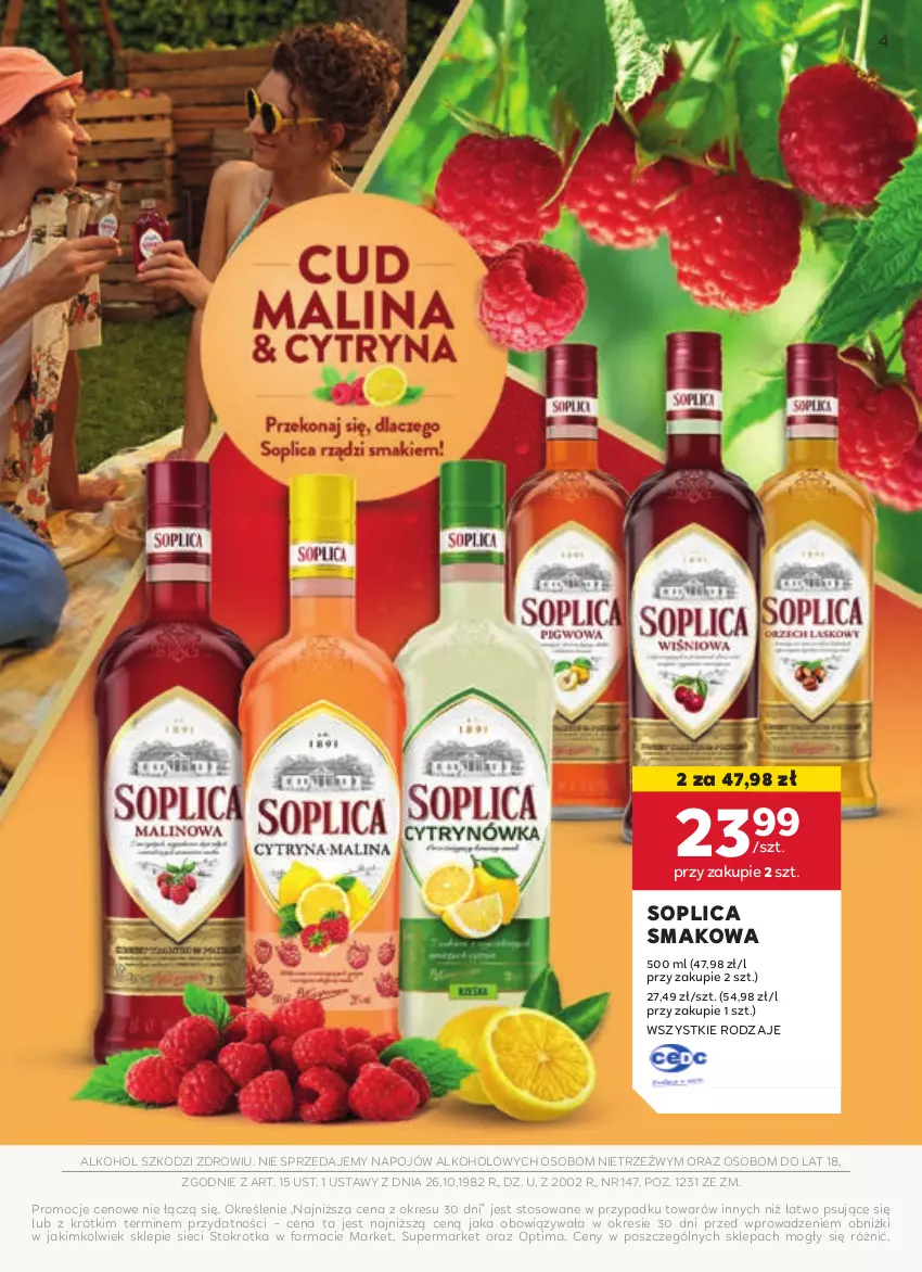 Gazetka promocyjna Stokrotka - Oferta alkoholowa - ważna 25.04 do 22.05.2024 - strona 4 - produkty: Optima, Soplica