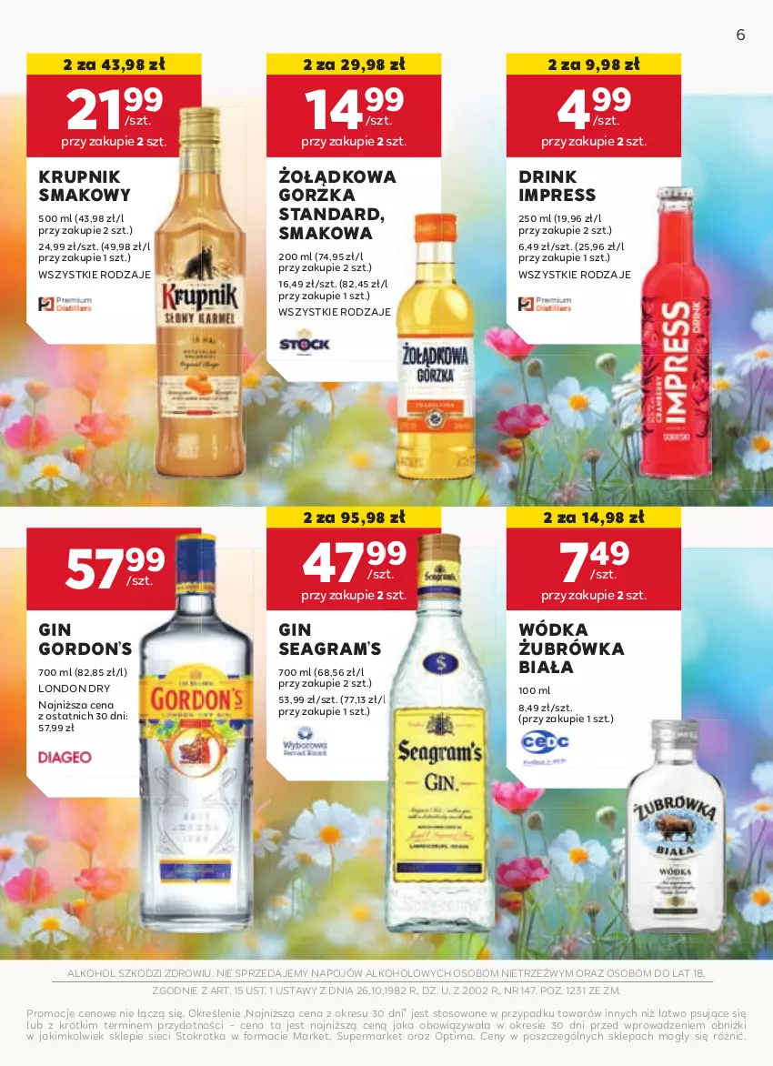 Gazetka promocyjna Stokrotka - Oferta alkoholowa - ważna 25.04 do 22.05.2024 - strona 6 - produkty: Gin, Gra, Krupnik, Optima, Wódka